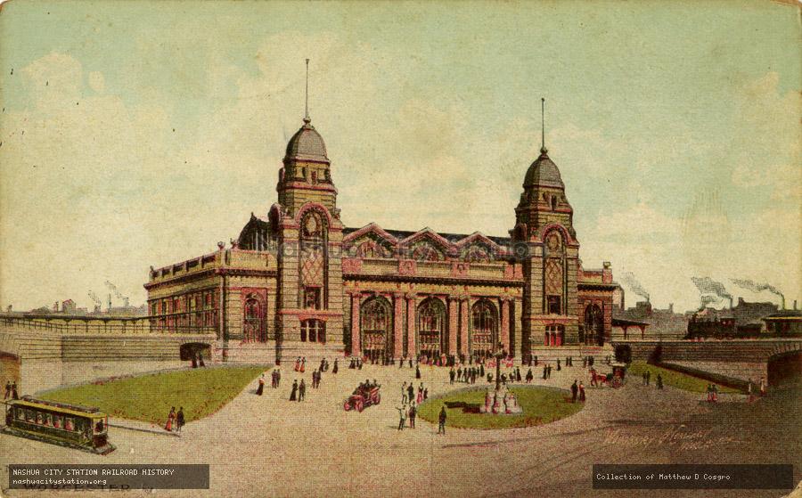 Postcard: New Union Station, Worcester, Massachusetts
